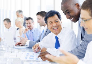 Multi-ethnic group of business people meeting