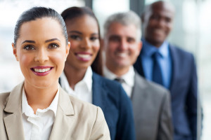 group of successful business team standing in a row