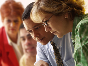 Business team working together in an office.